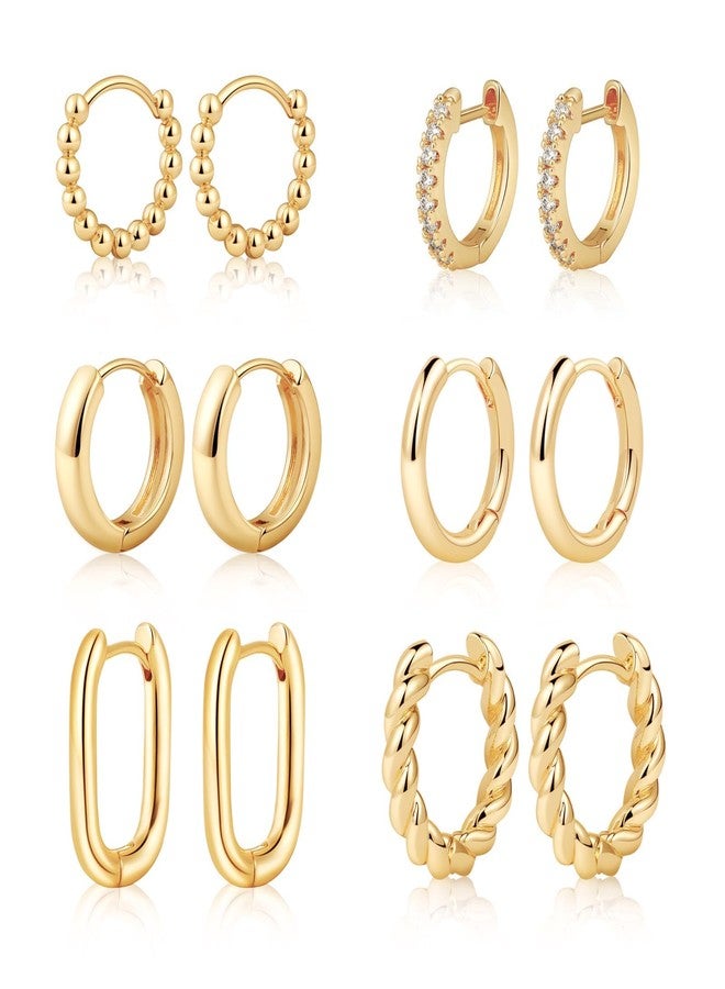 MIDEEO Gold/Silver Chunky Hoop Earrings Set for Women, 14K Gold Plated Twisted Huggie Hoop Earring Hypoallergenic Thick Open Lightweight Chunky Hoop Earrings Jewelry for Gifts - Image 1